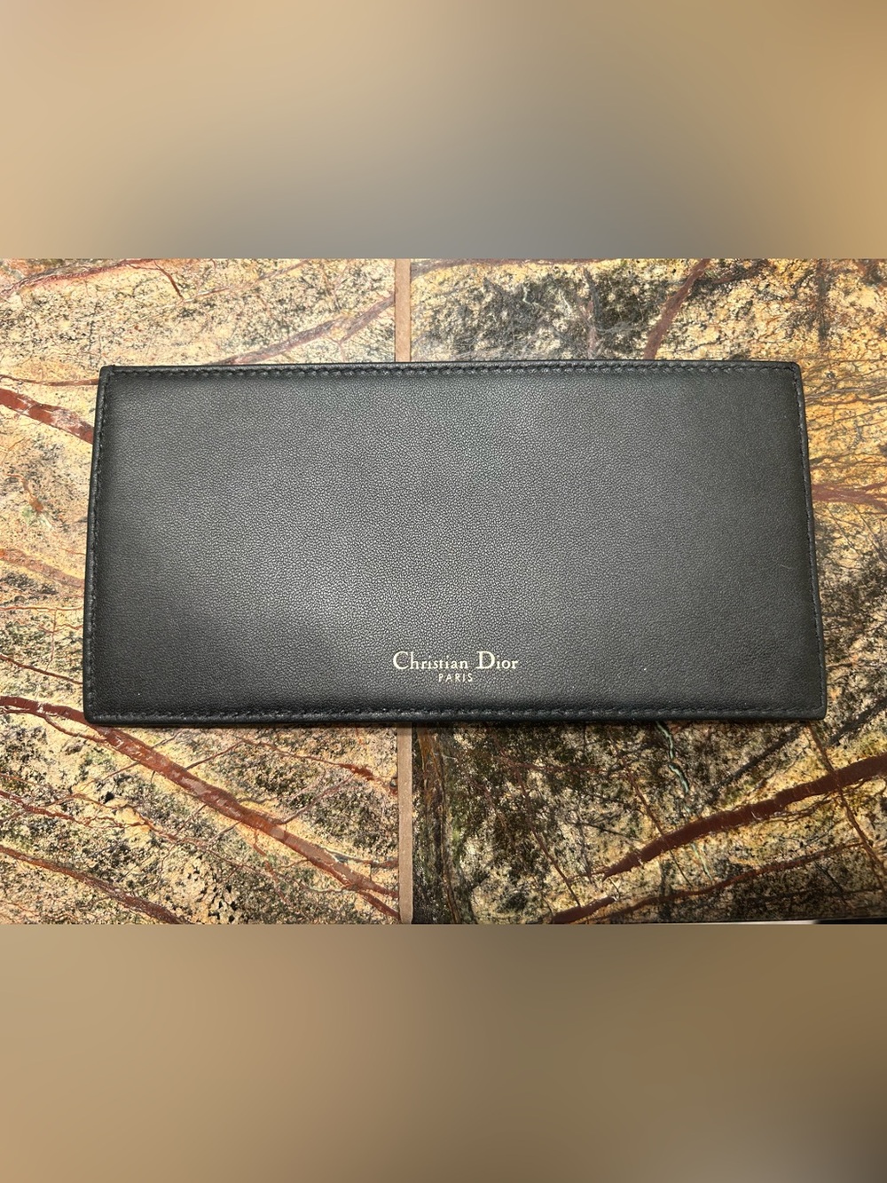 Christian Dior Black Leather Long Bifold Card Holder — NWOT